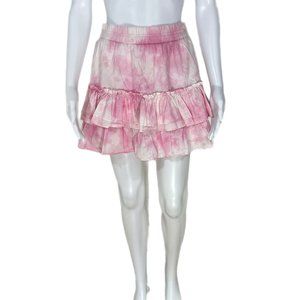 PRE-OWNED - Generation Love Pink Tie-Dye Printed Ruffle Tiered Mini Skirt Size S